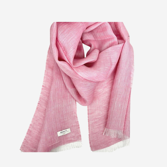 Irish Linen Pale Pink Herringbone Scarf