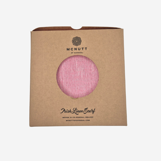 Irish Linen Pale Pink Herringbone Scarf