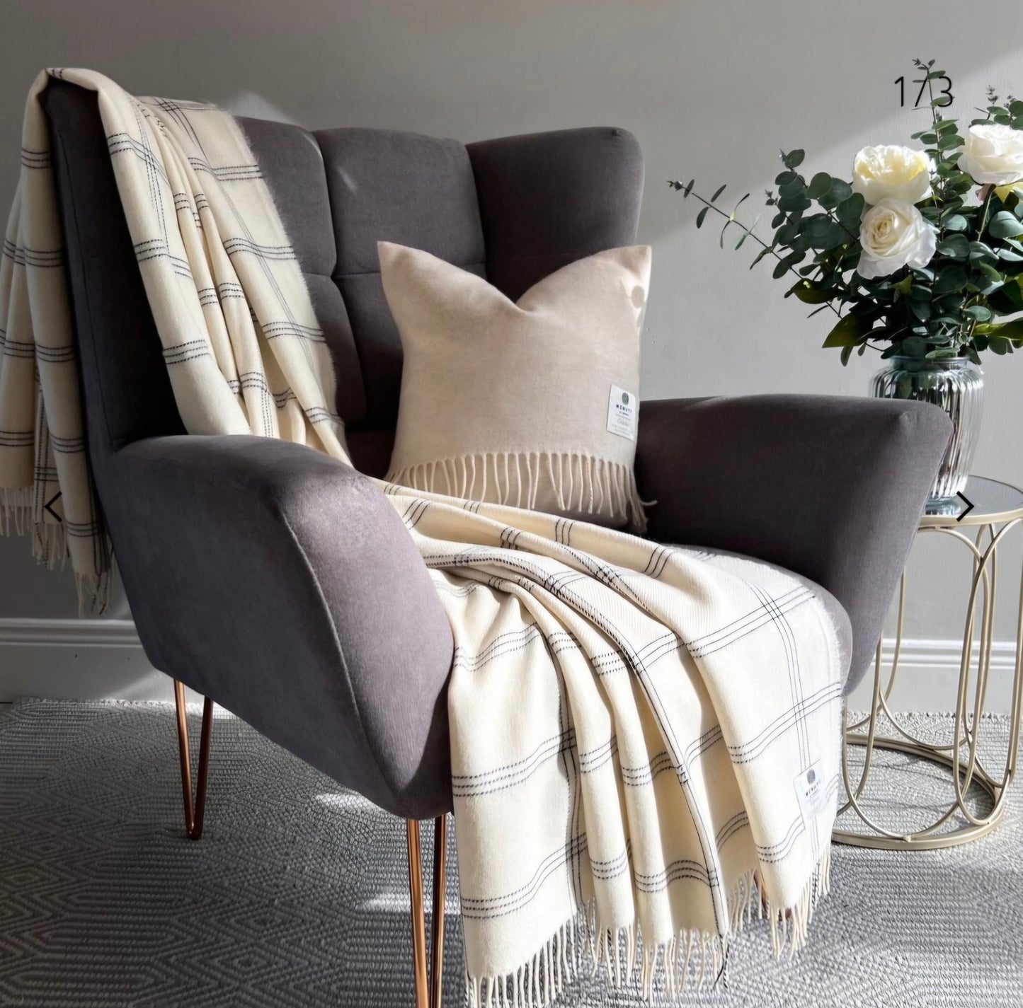 White Pearl Window Alpaca Wool Throw