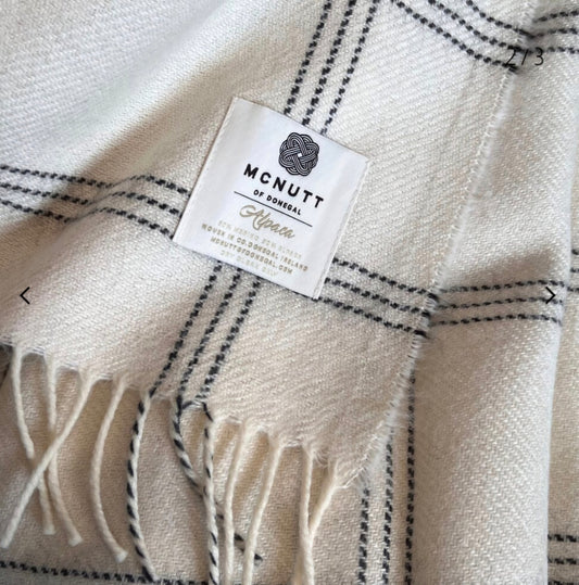 White Pearl Window Alpaca Wool Throw
