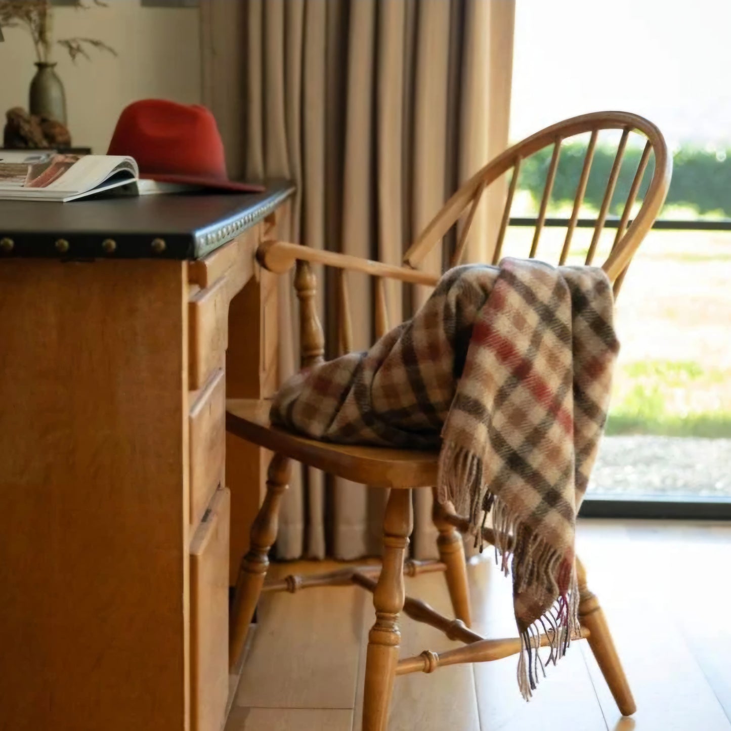 Large Beige & Rust Blanket
