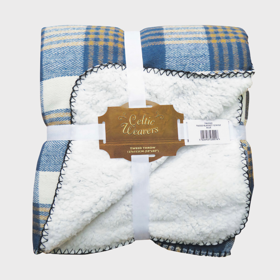 Celtic Weavers Blue Tweed Throw Blanket