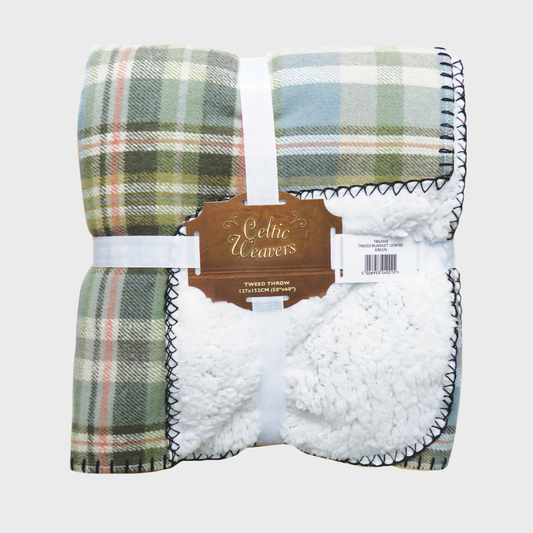 Celtic Weavers Sage Tweed Fleece Blanket