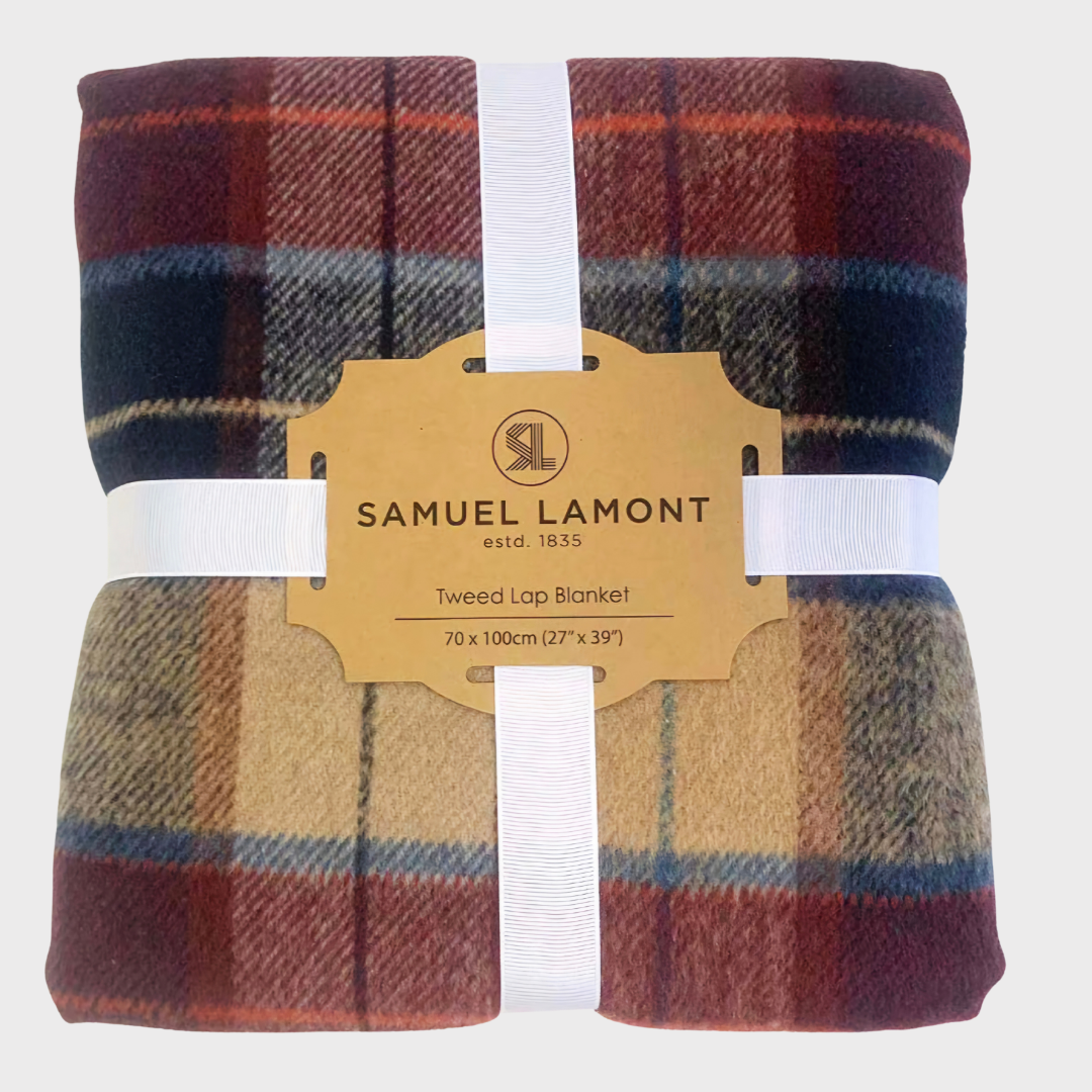 Celtic Weavers Red Check Fleece Lined Tweed Blanket