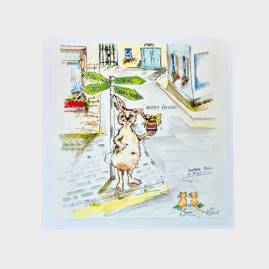 "Easter Bunny in Town" Greeting Card