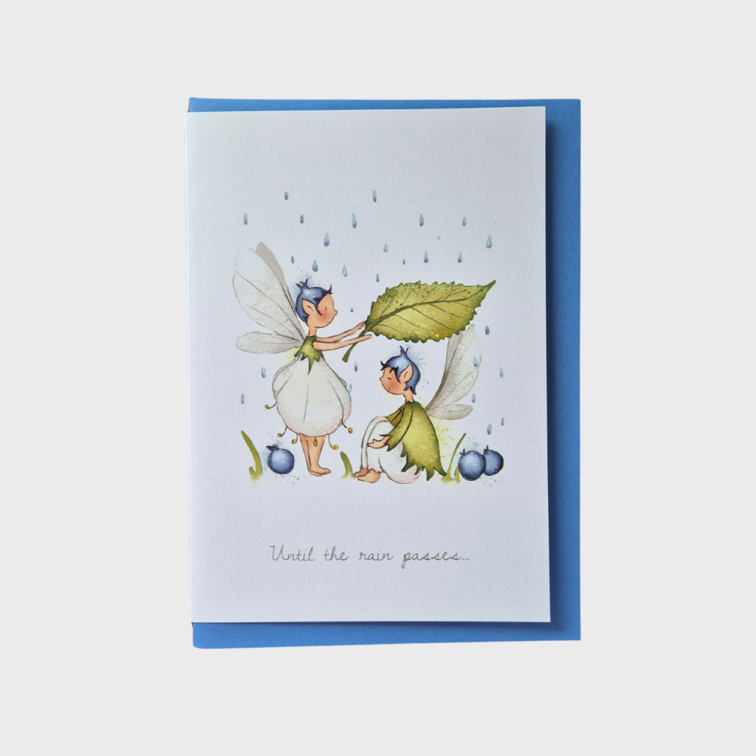 Until the rain passes Flower Fairy Greeting Card