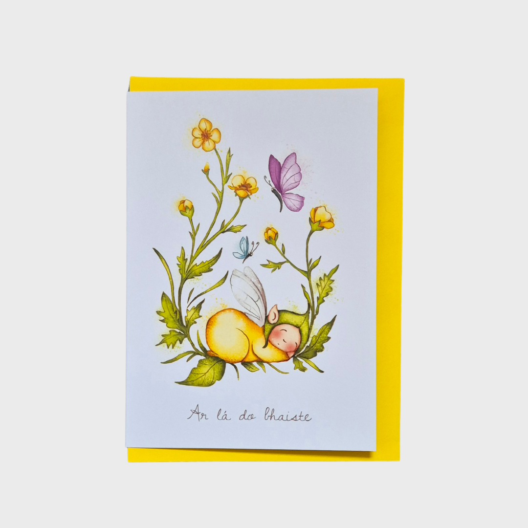 An lá do bhaiste Flower Fairy Greeting Card