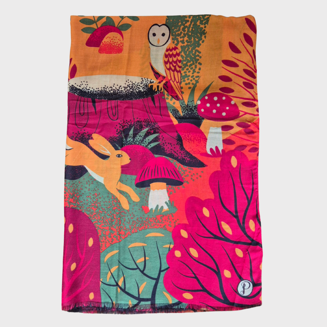Powder Autumn Forest Friends Print Scarf