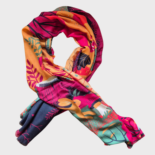 Powder Autumn Forest Friends Print Scarf