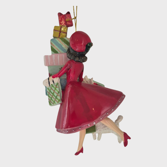 Vintage Lady with Gifts Hanging Decoration