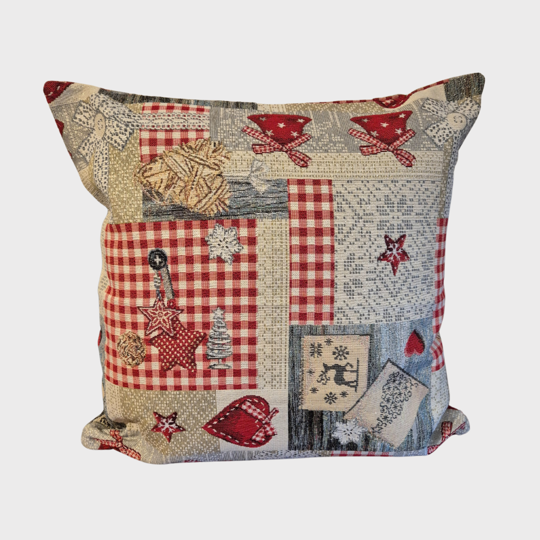 Christmas Patchwork Glitter Cushion Cover