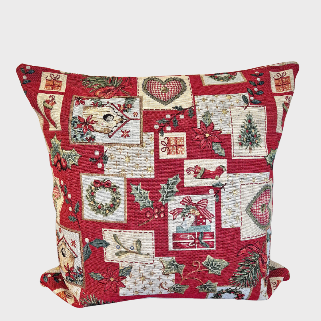 Red Glitter Patch Christmas Cushion Cover