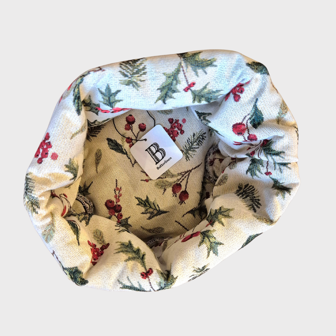 Holly Christmas Bread Basket