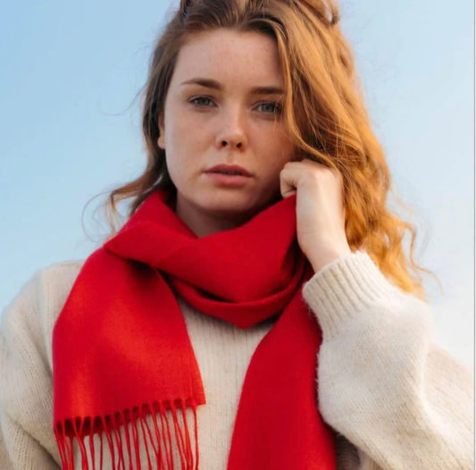 Irish Crimson Red Merino Scarf