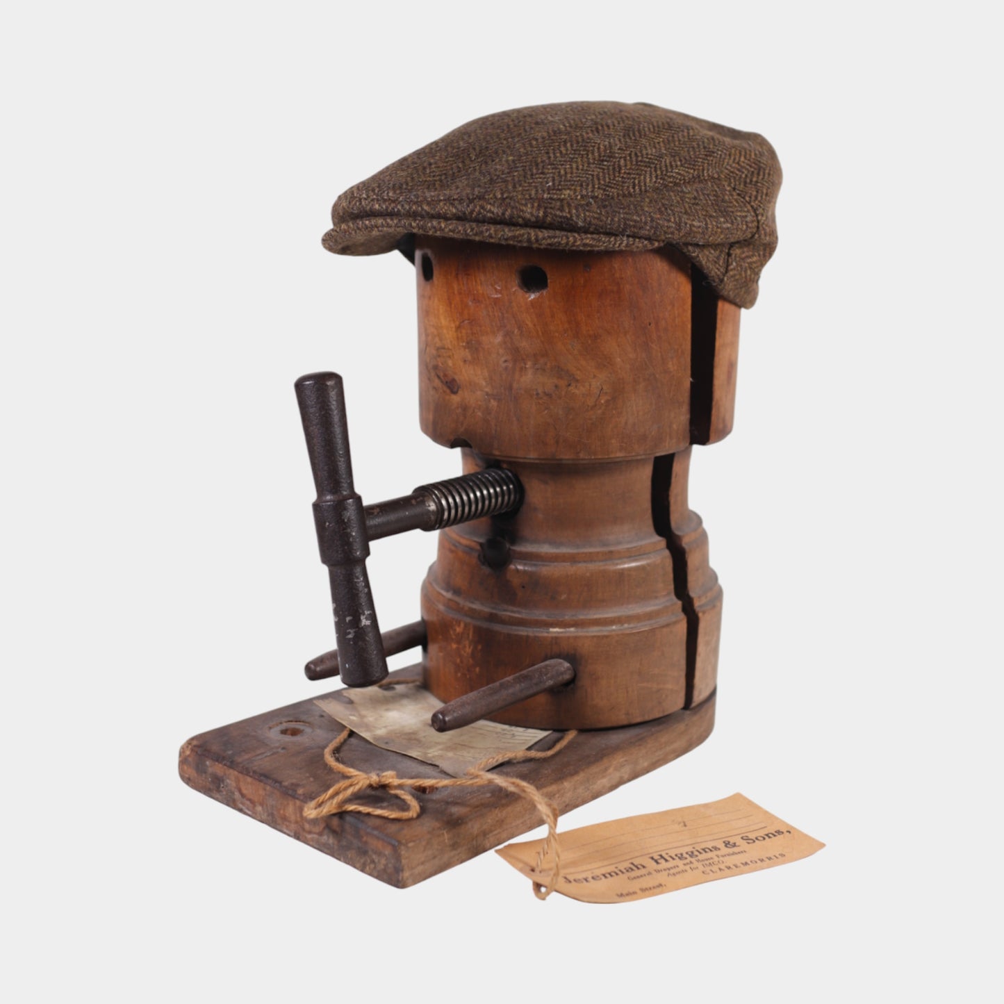 Tweed Flat Cap in Brown Herringbone