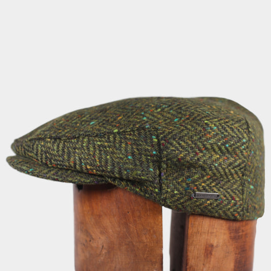 Traditional Tweed Cap in Moss Herringbone
