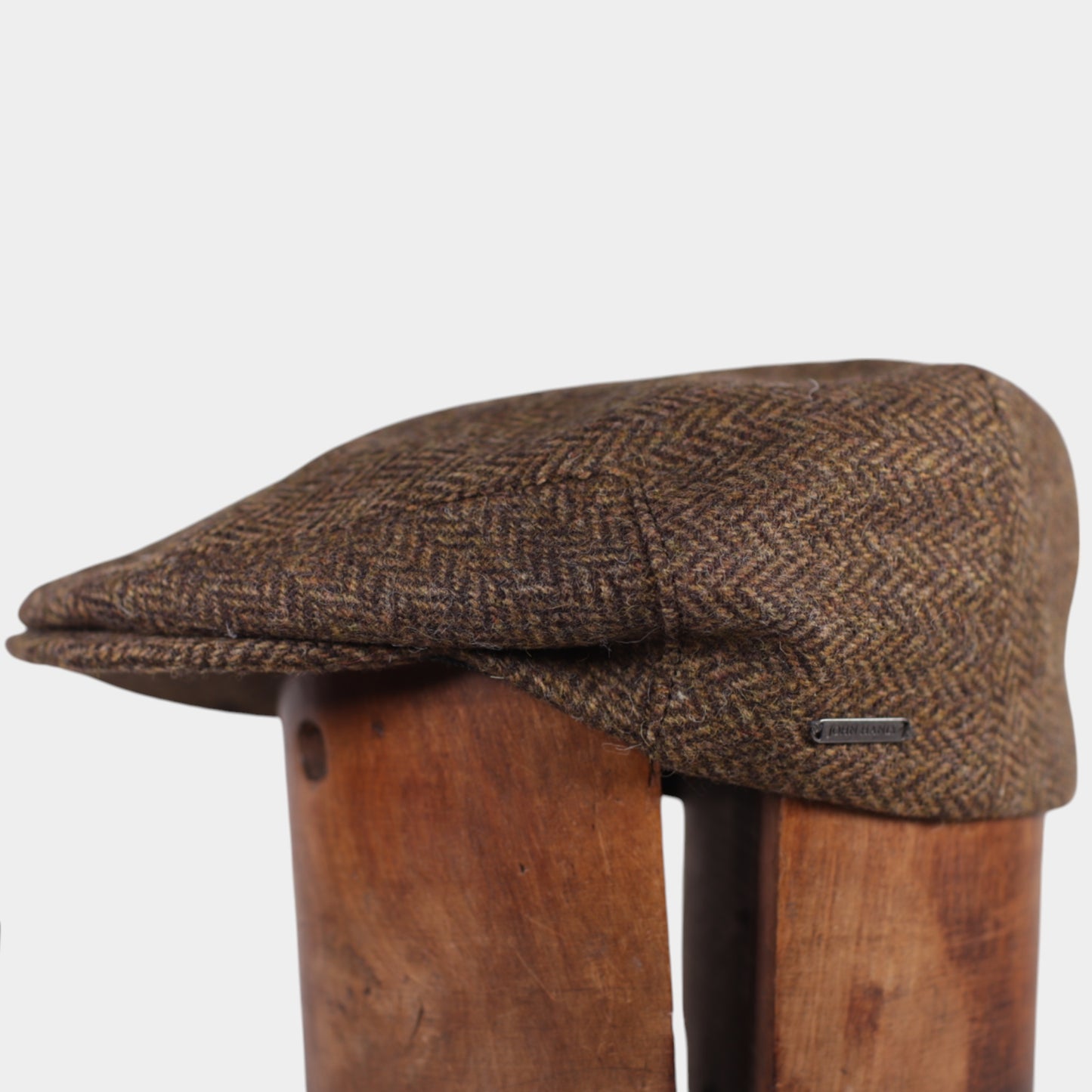 Tweed Flat Cap in Brown Herringbone