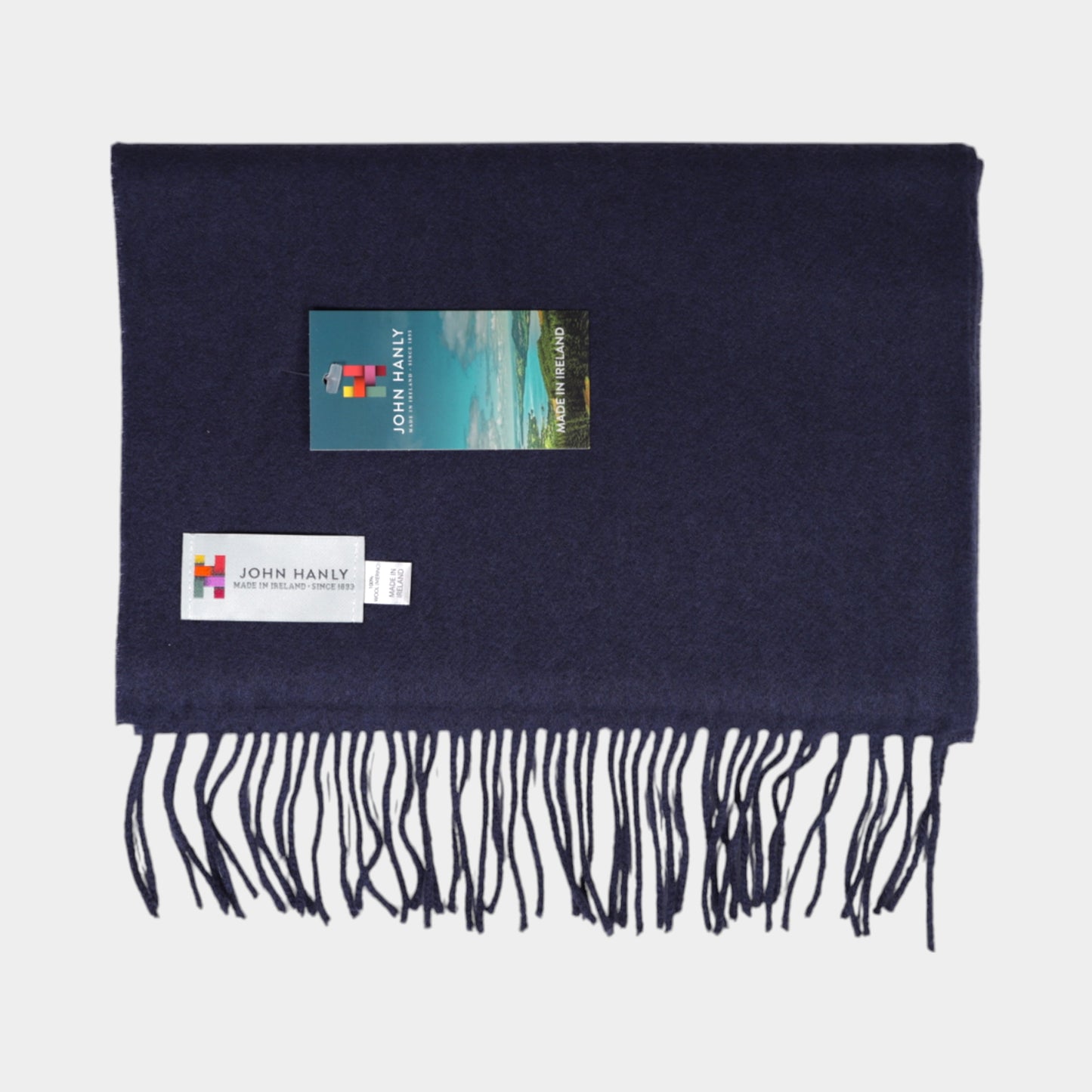 John Hanly Solid Navy Merino Wool Scarf