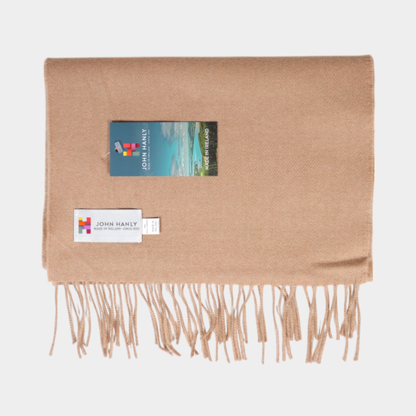 John Hanly Solid Camel Merino Wool Scarf