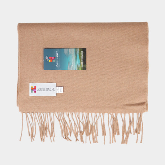 John Hanly Solid Camel Merino Wool Scarf