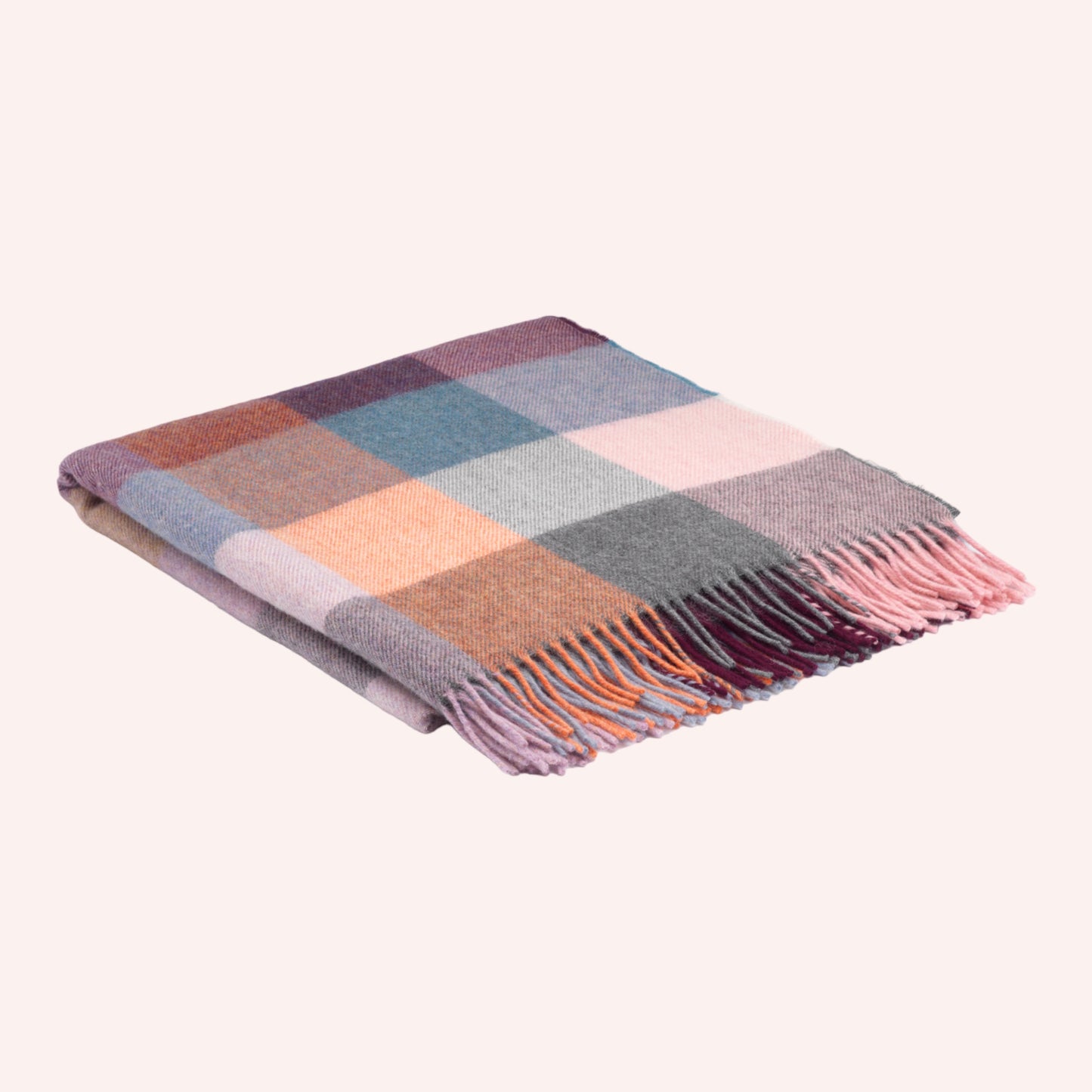McNutt Alpaca Rose Dust Check Throw Blanket
