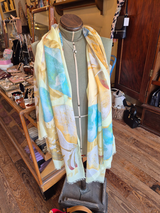 Summer Yellow Seashell Scarf