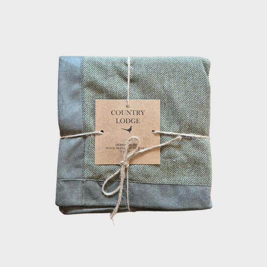Country Lodge Herringbone Blanket Moss Green