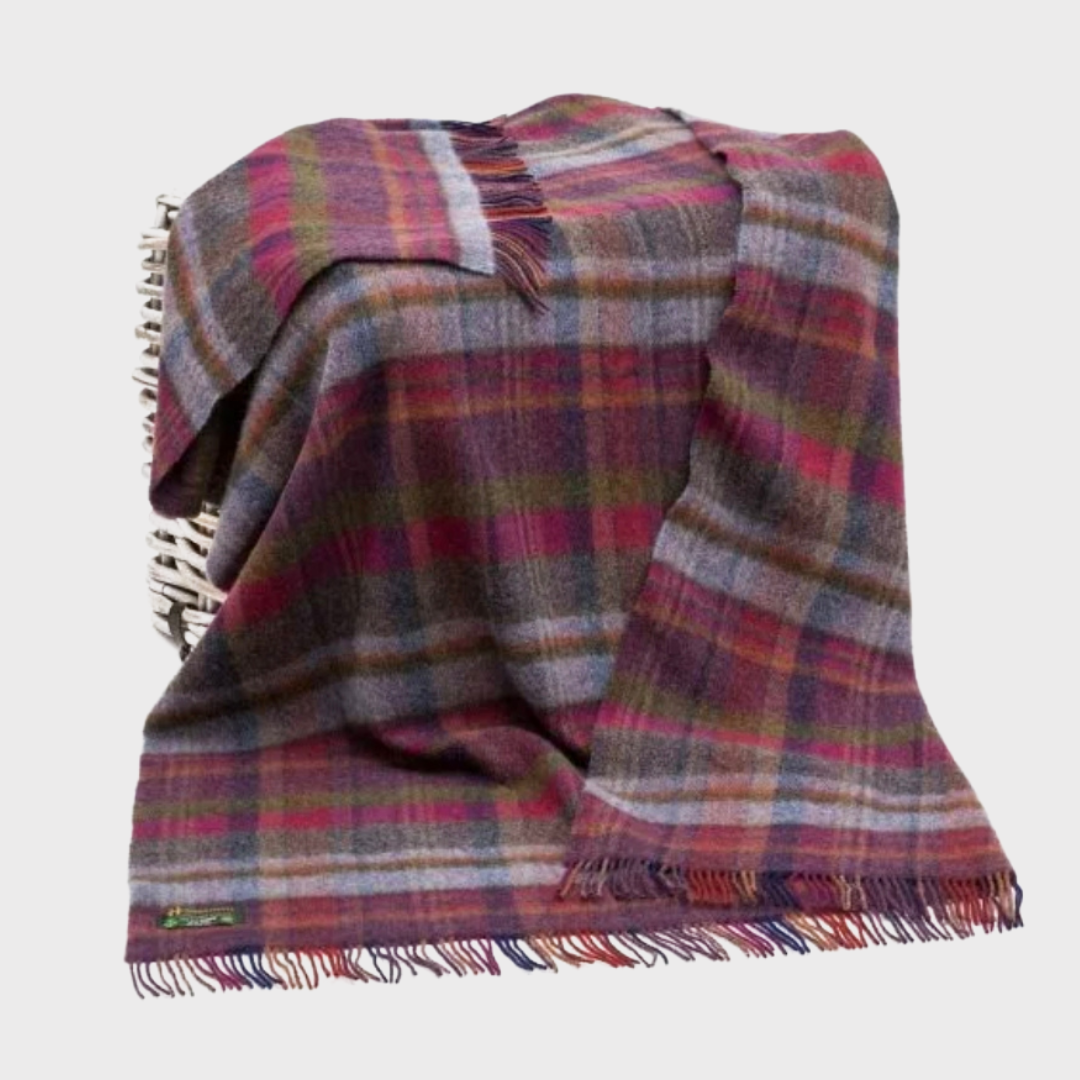 Raspberry Navy & Orange Large Throw
