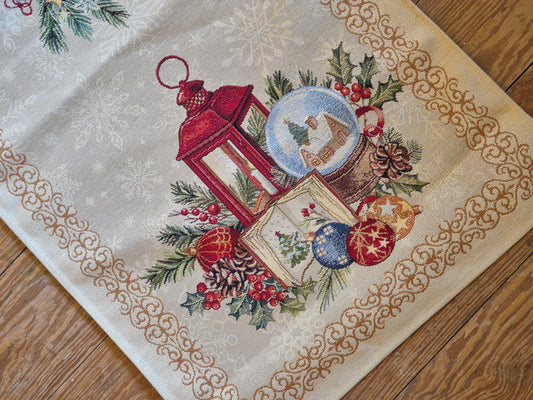 Festive Bauble Snowglobe Table Runner