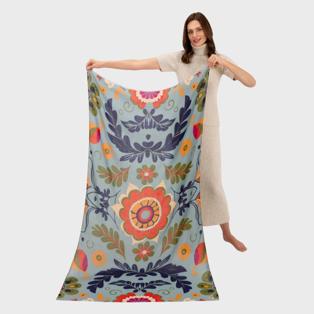 Folk Floral Winter Ice Scarf