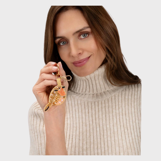 Beaded Robin Keyring