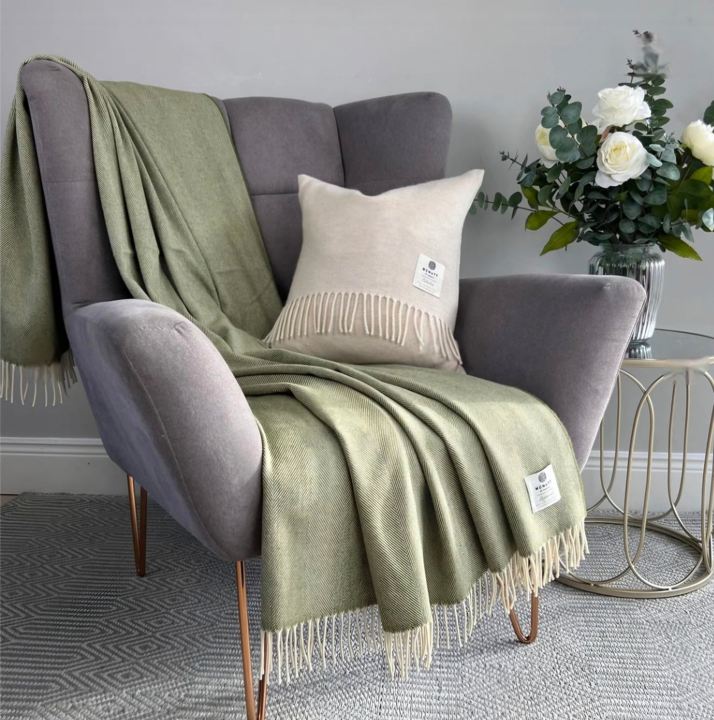 McNutt Supersoft Herringbone Throw Blanket Fern