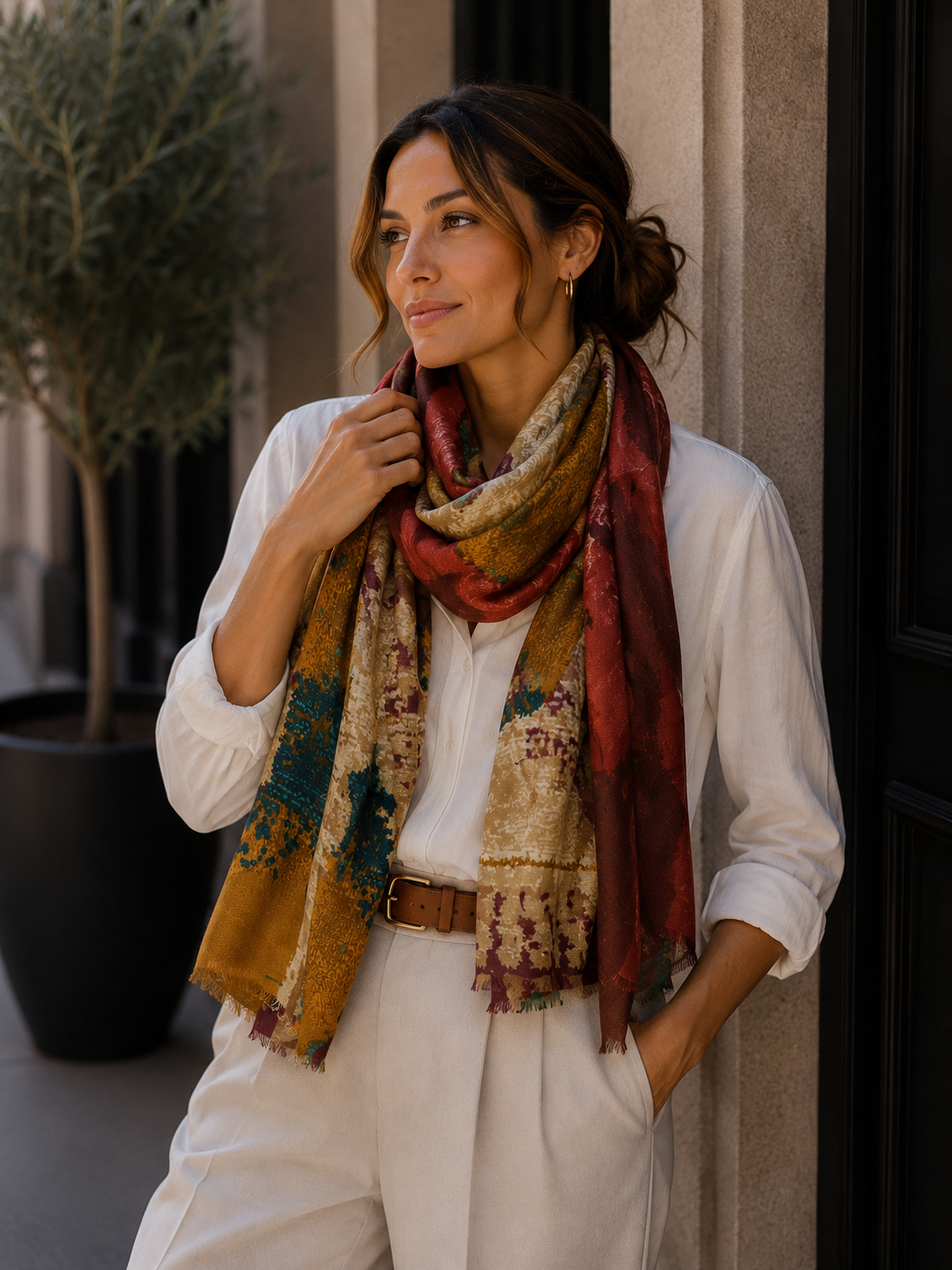 Printed patterned scarf