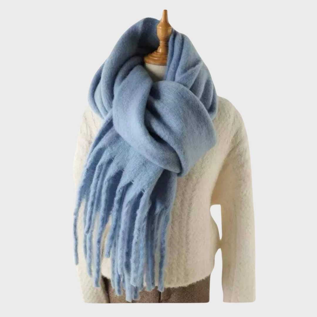 Large Fringe Scarf Light Blue
