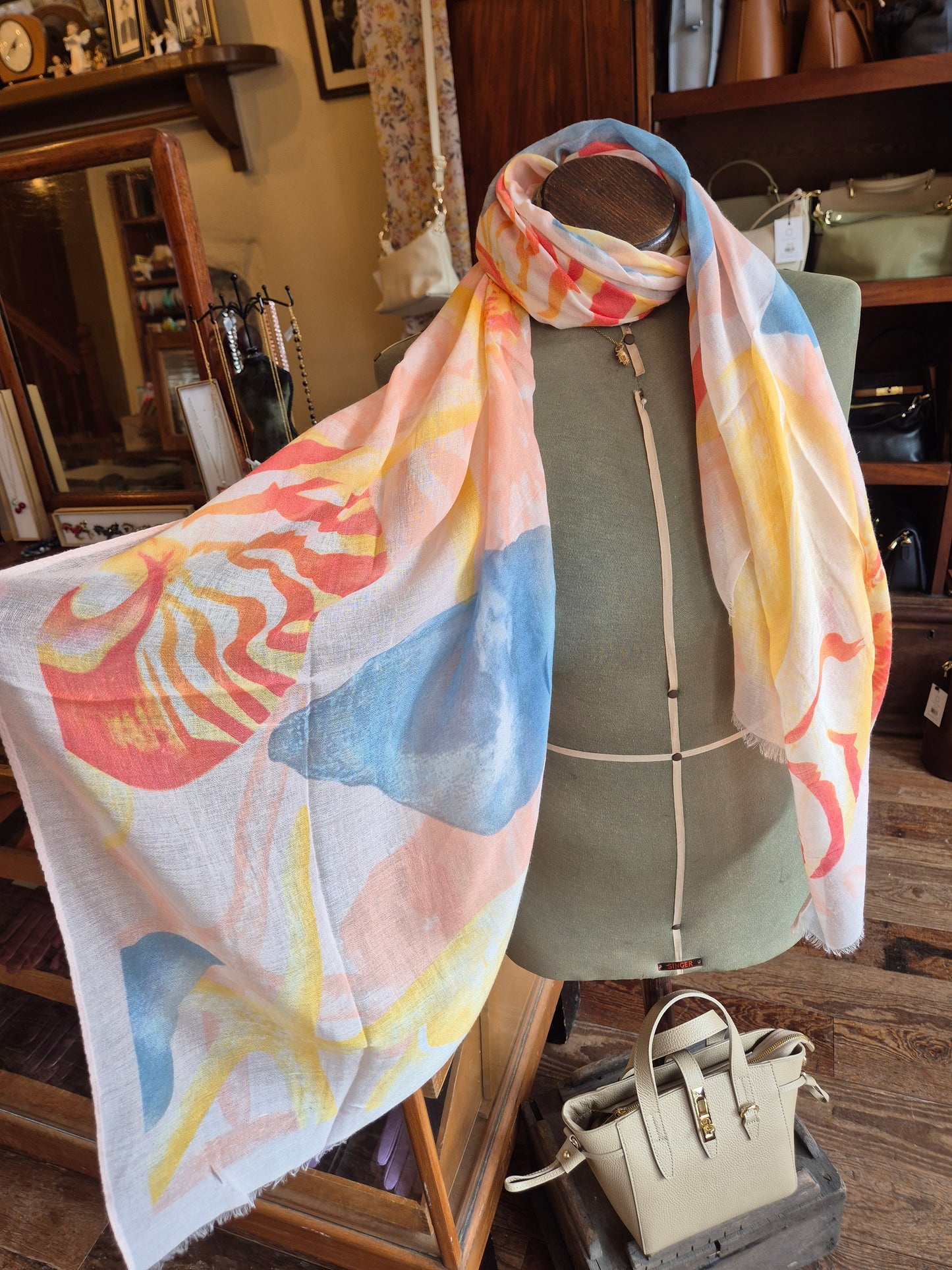 Pink Summer Seashell Scarf