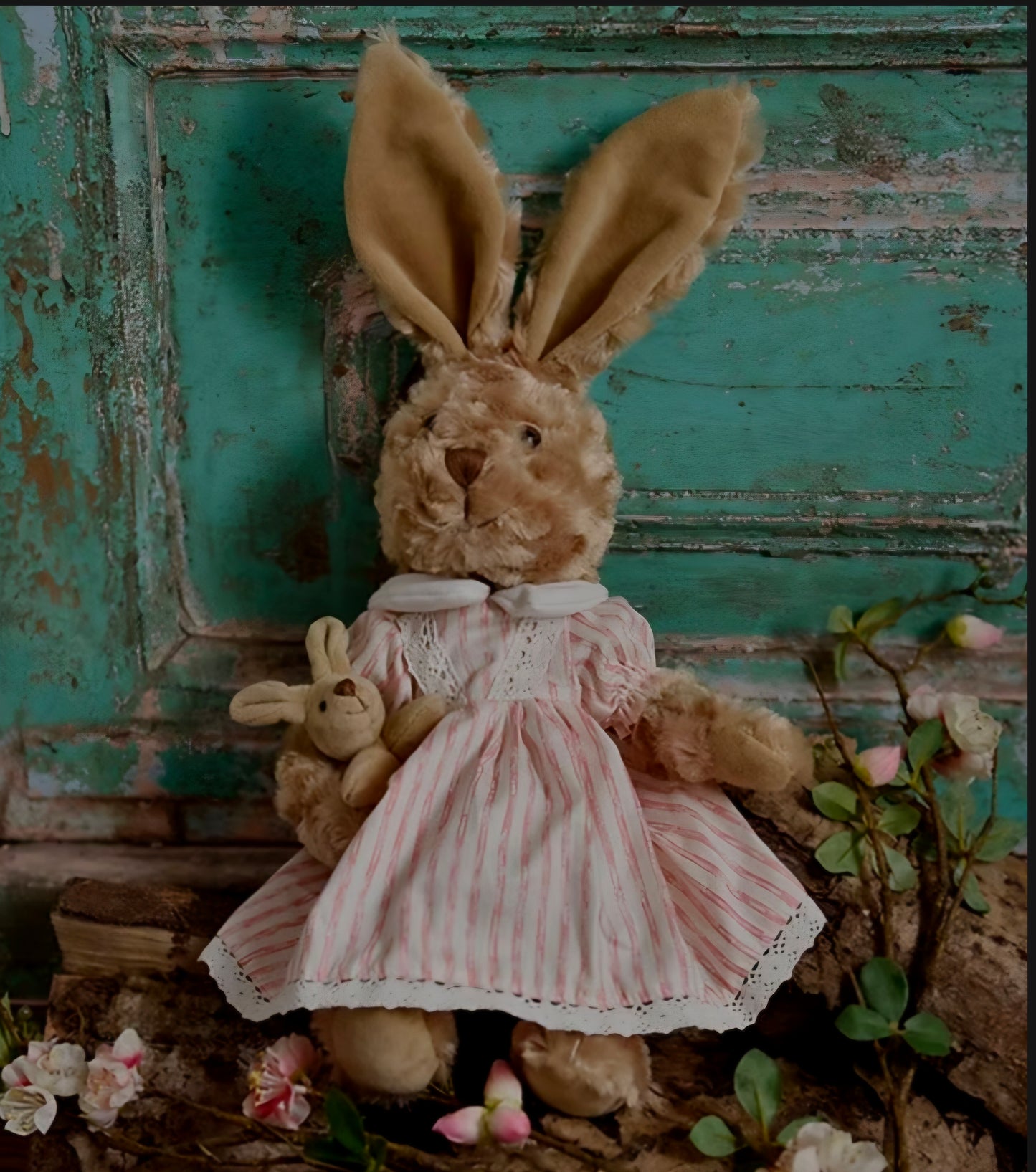 Powell Craft Bunny Teddy in a stripe dress