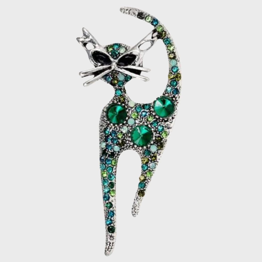 Green Cat Brooch