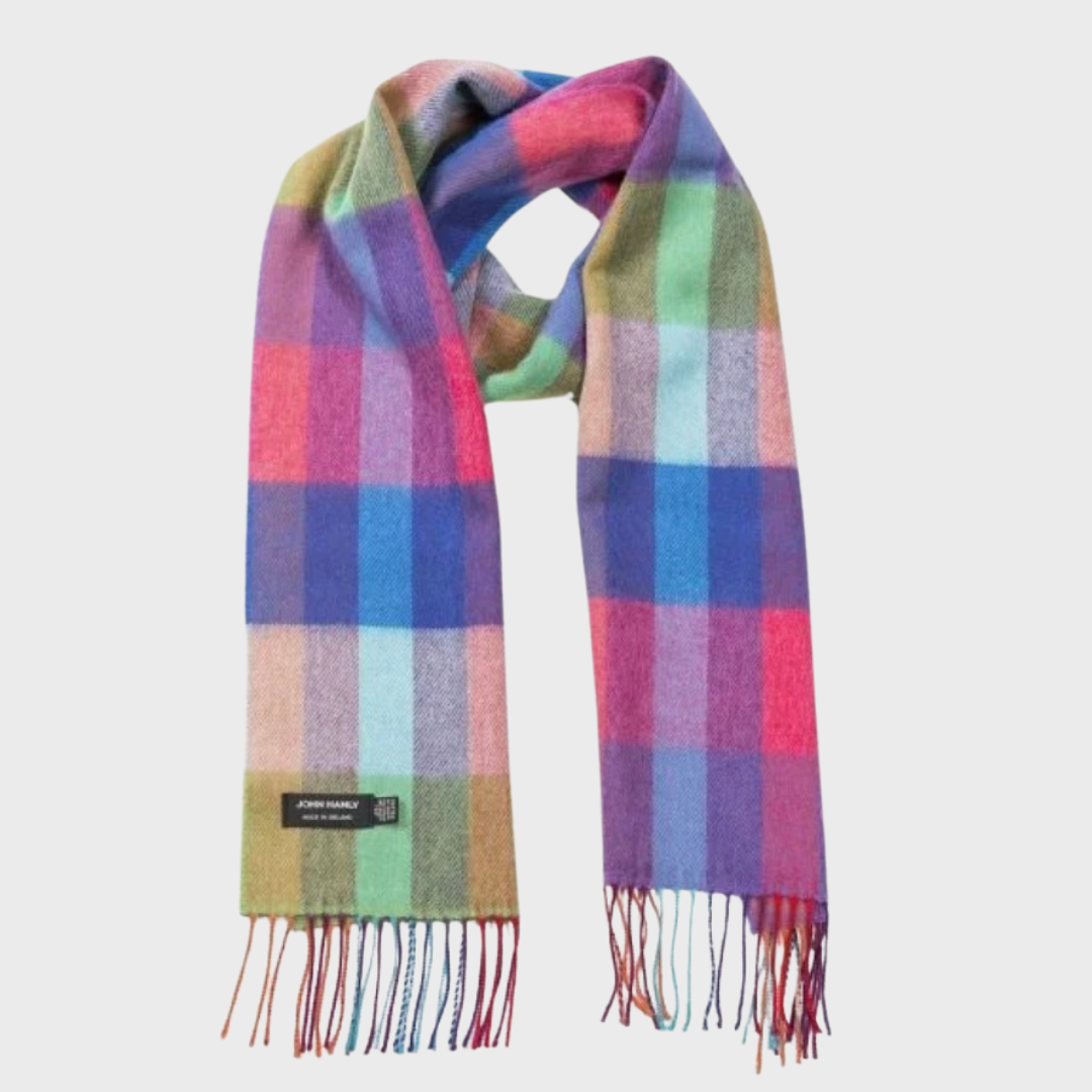 Irish Rainbow Check Merino Scarf