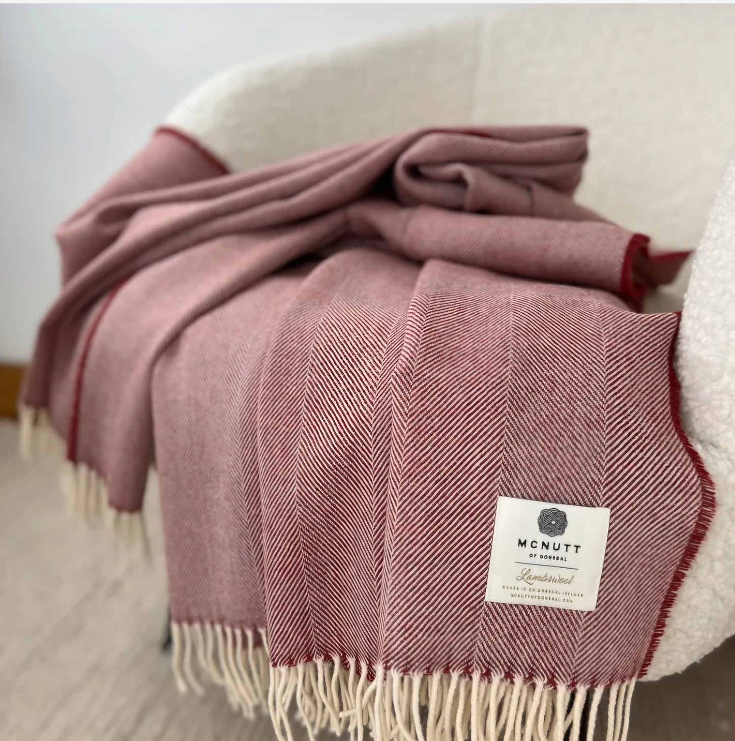 McNutt Supersoft Herringbone Throw Blanket Tabasco