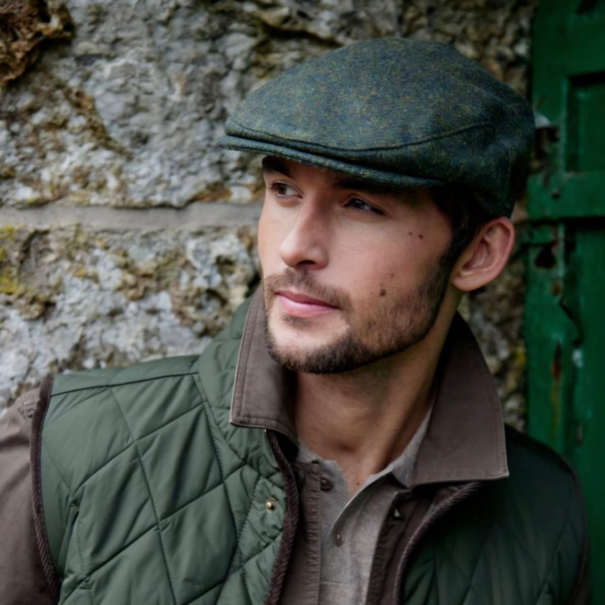 Tweed Flat Cap in Green