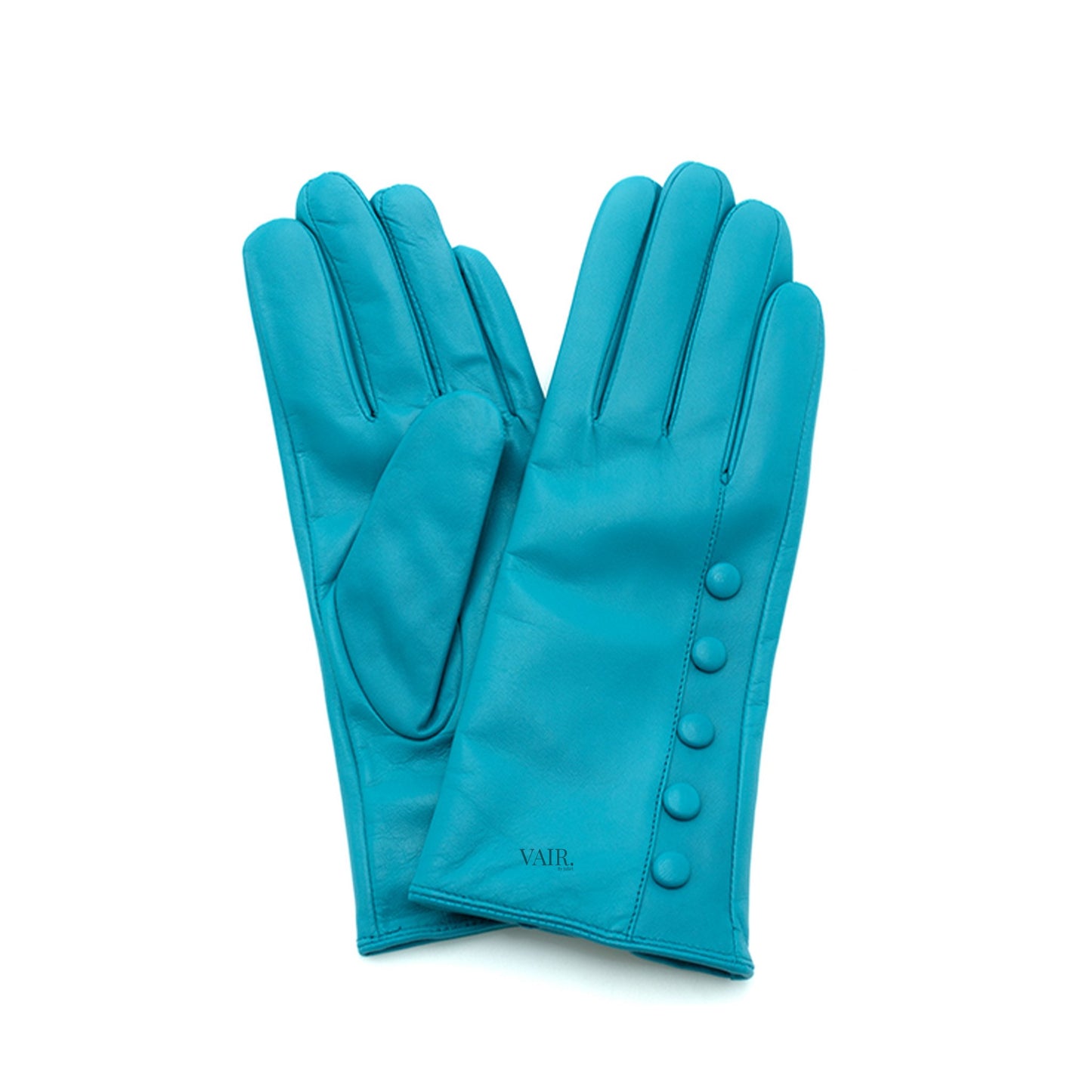 turquoise leather gloves with cashmere lining 