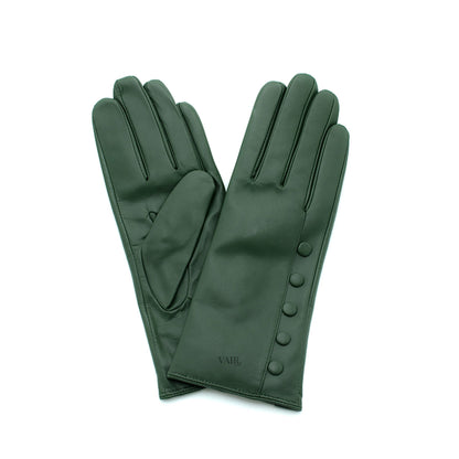 olive green leather gloves with cashmere lining 