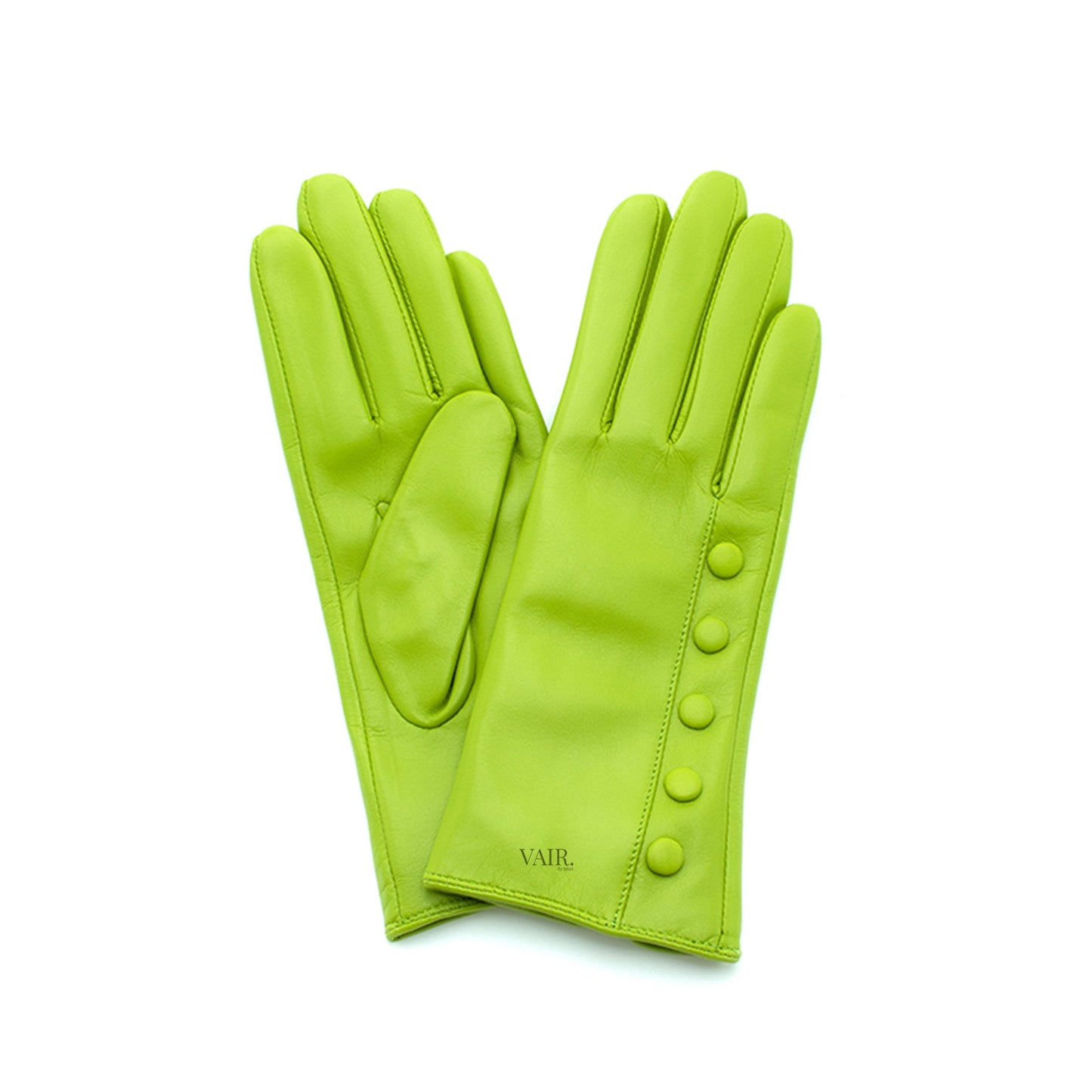 lime green leather gloves with cashmere lining 