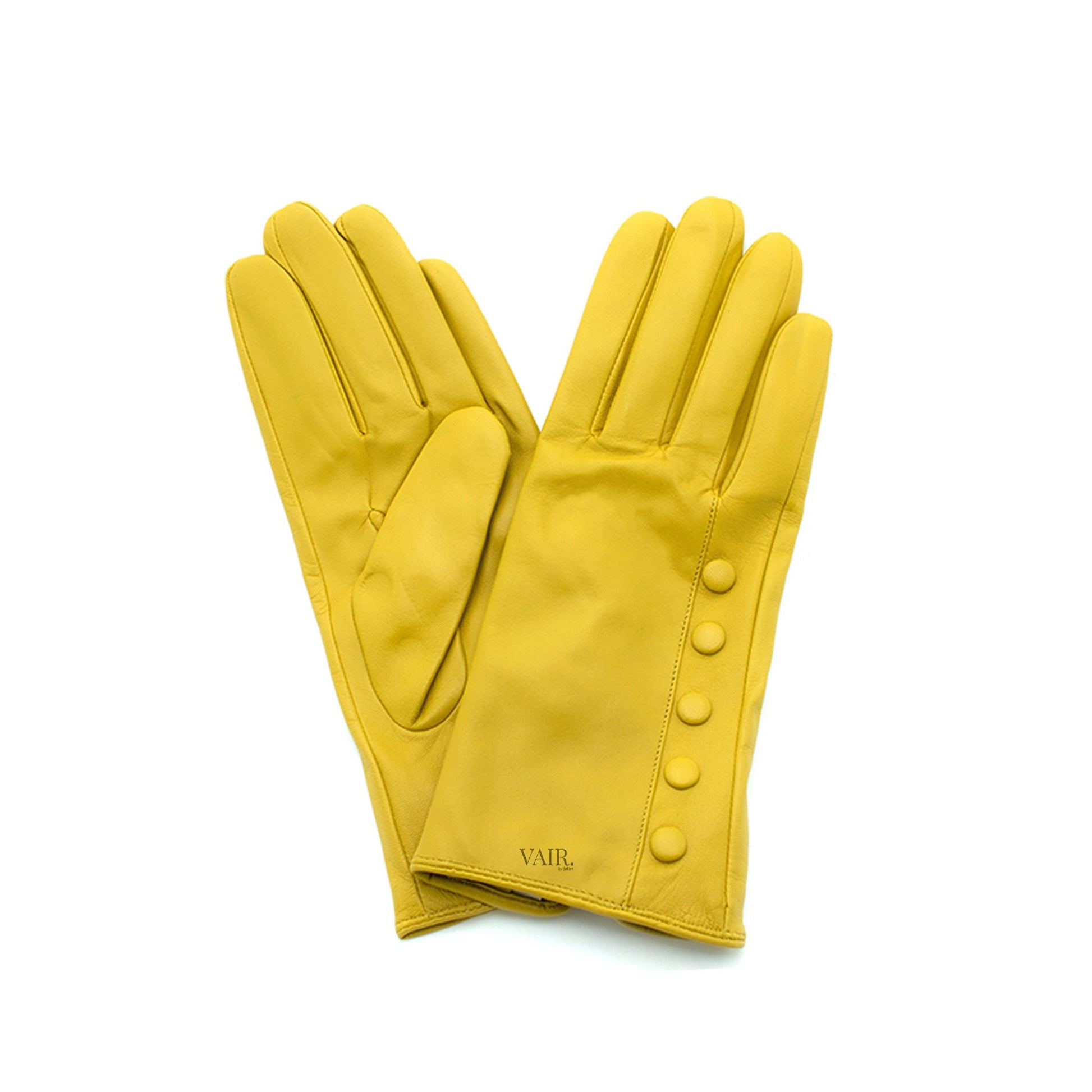 mustard leather gloves with cashmere lining 