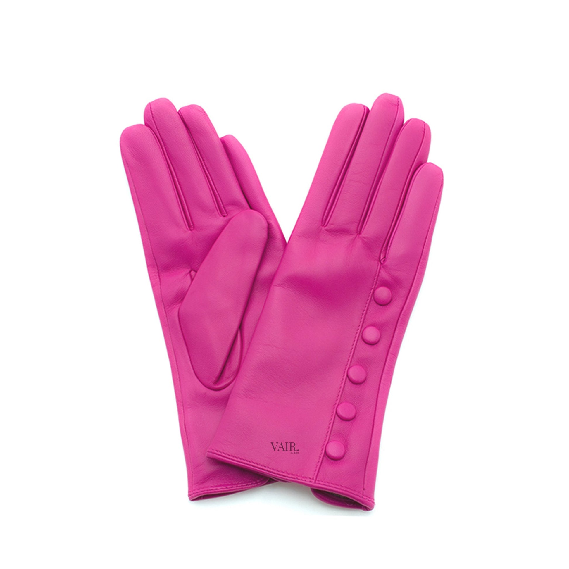 pink leather gloves with cashmere lining 
