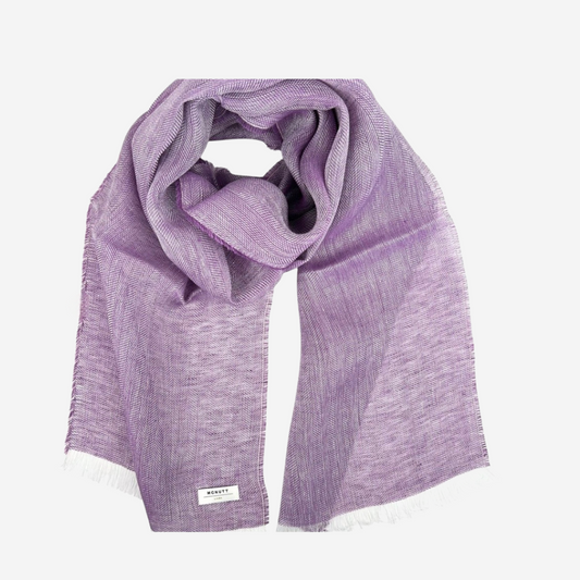 Irish Linen Lilac Herringbone Scarf