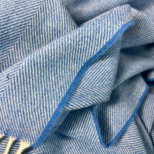 McNutt Supersoft Herringbone Throw Cornflower