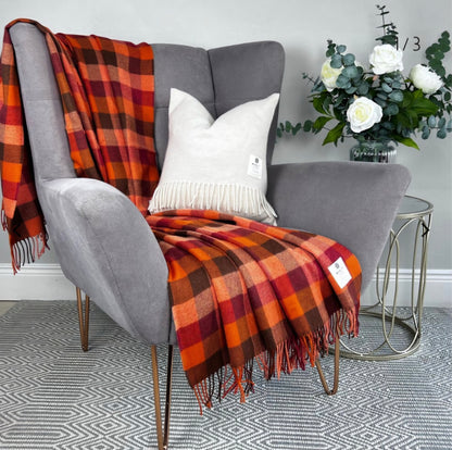 Fall Plaid Lambswool Throw