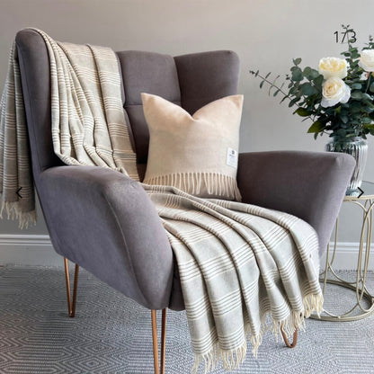 Natural Stripe Alpaca Wool Throw