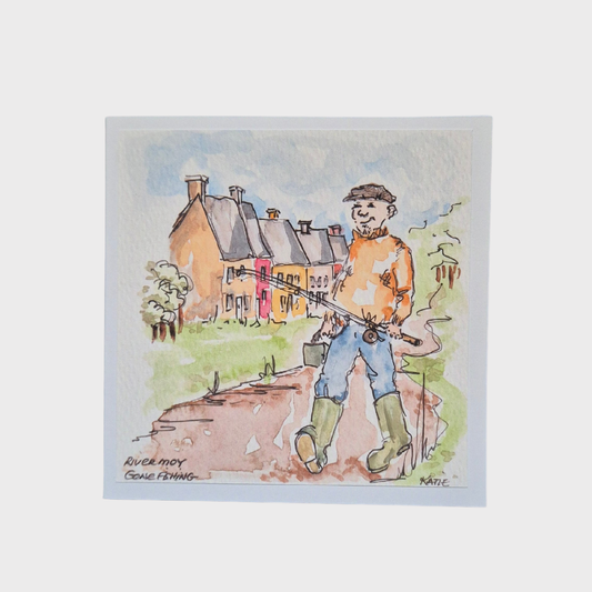 'River Moy Gone Fishing' Greeting Card